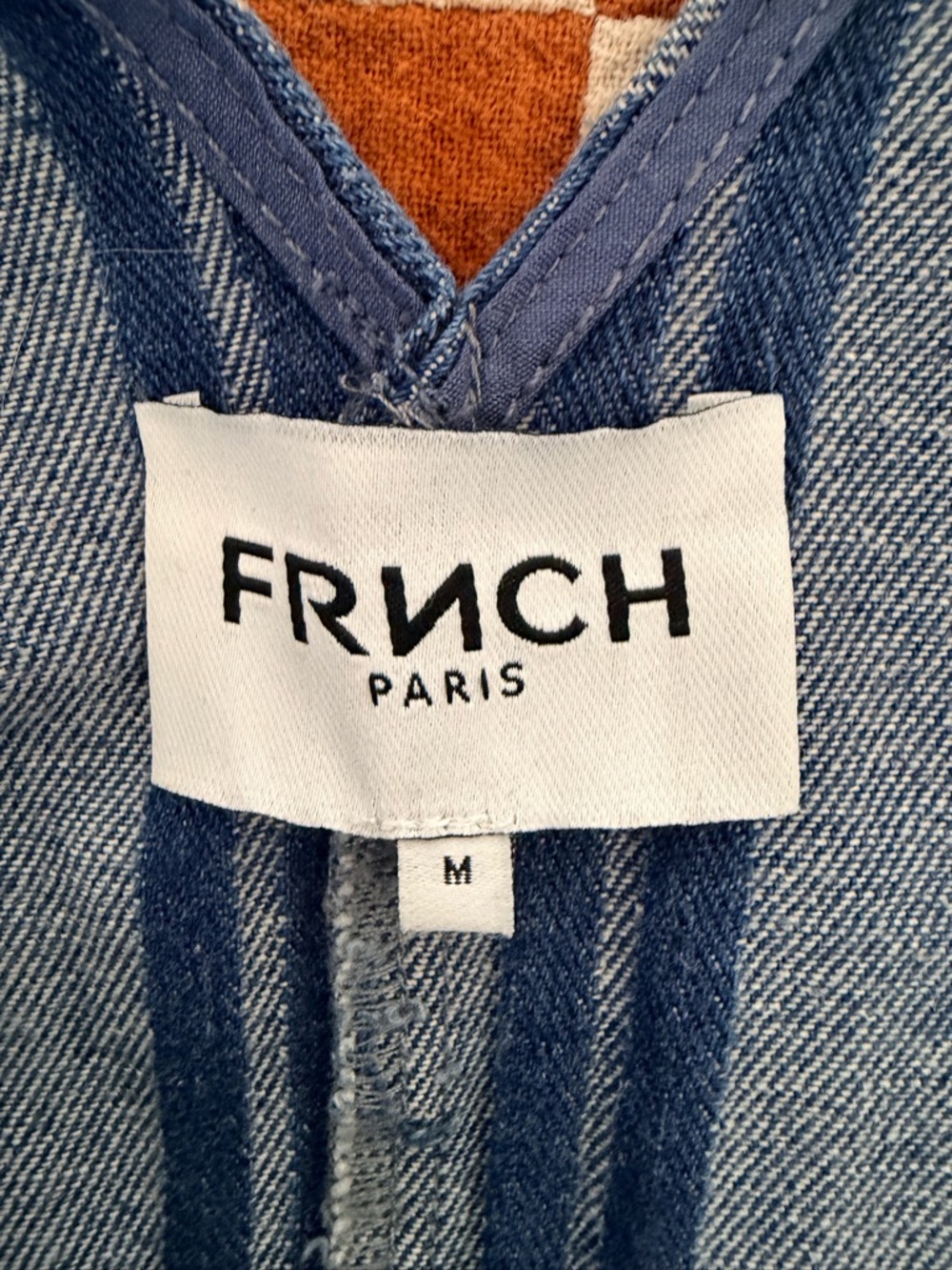 FRNCH Blue Striped Denim Romper with Self-Tie Belt - Picture 3 of 8